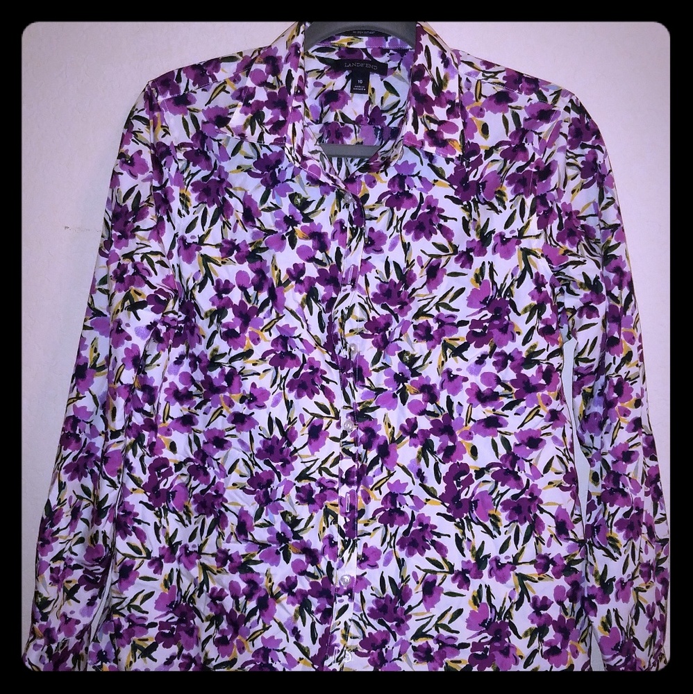 Lands End Floral print blouse